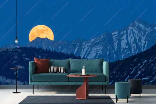 Vollmondaufgang im Karwendel - Karwendelmond - Größe ca. 400x200cm, Seitenverhältnis 2:1 - Vollmond im Karwendel - weitere Infos unter https://www.kriner-weiermann.de