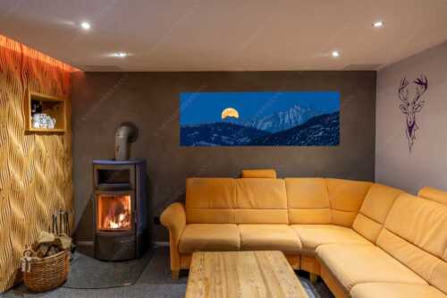 Vollmondaufgang im Karwendel - Karwendelmond - Größe ca. 180x60cm, Seitenverhältnis 3:1 - Vollmond im Karwendel - weitere Infos unter https://www.kriner-weiermann.de