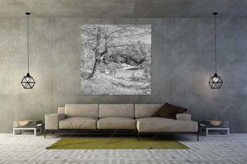 Letzte Sonne im Oberreintal im Wetterstein - Keiner mehr da! - Wandbild - Größe ca. 160x160cm, Seitenverhältnis 1:1 - Herbst Ahorn mit Oberreintalhütte - weitere Infos unter https://www.kriner-weiermann.de