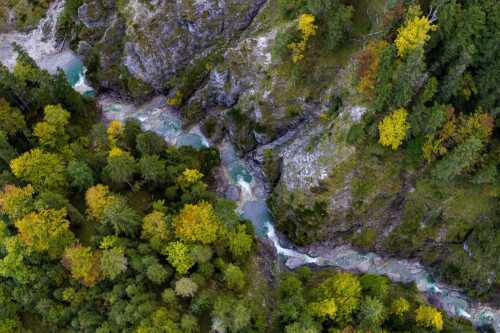 Die ersten Herbstboten in der Finzklamm im Estergebirge - Klammheimlich - Seitenverhältnis 3:2 - Herbstfärbung in der Finzklamm - weitere Infos unter https://www.kriner-weiermann.de
