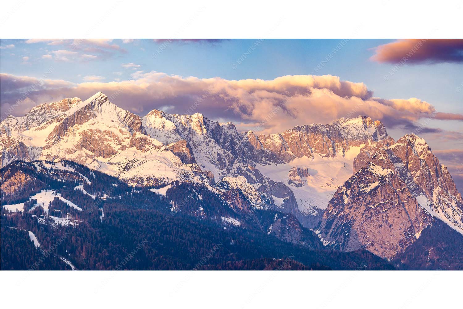 Klassikerkette – Seitenverhältnis 2:1 — Alpspitze Zugspitze und Waxenstein Blick auf Zugspitzmassiv mit Alpspitze, Zugspitze und Waxenstein