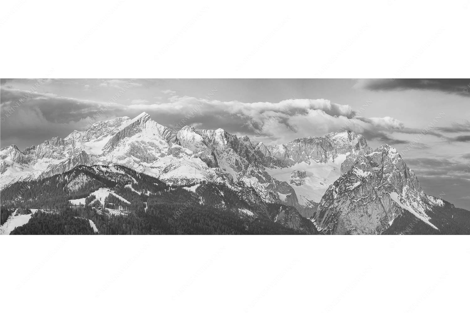 Klassikerkette – Seitenverhältnis 3:1 — Alpspitze Zugspitze und Waxenstein Blick auf Zugspitzmassiv mit Alpspitze, Zugspitze und Waxenstein