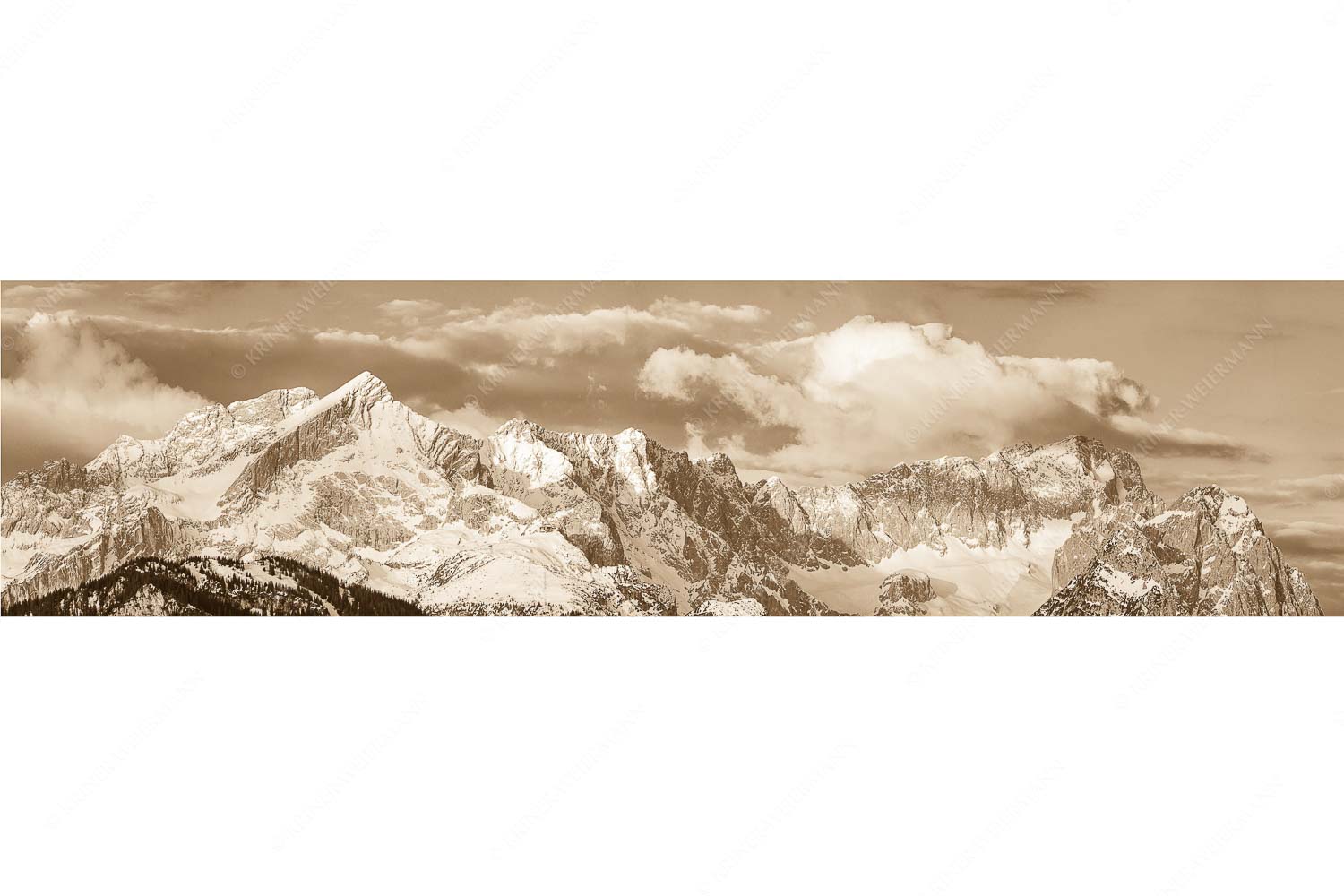 Klassikerkette – Seitenverhältnis 4:1 — Alpspitze Zugspitze und Waxenstein Blick auf Zugspitzmassiv mit Alpspitze, Zugspitze und Waxenstein