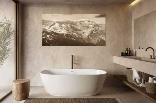 Blick auf Zugspitzmassiv mit Alpspitze, Zugspitze und Waxenstein - Klassikerkette - Größe ca. 180x90cm, Seitenverhältnis 2:1 - Alpspitze Zugspitze und Waxenstein - weitere Infos unter https://www.kriner-weiermann.de
