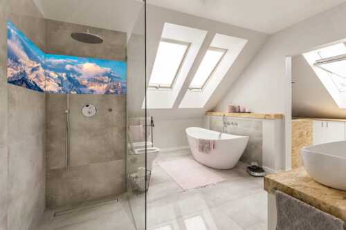 Blick auf Zugspitzmassiv mit Alpspitze, Zugspitze und Waxenstein - Klassikerkette - Größe ca. 240x60cm, Seitenverhältnis 4:1 - Alpspitze Zugspitze und Waxenstein - weitere Infos unter https://www.kriner-weiermann.de