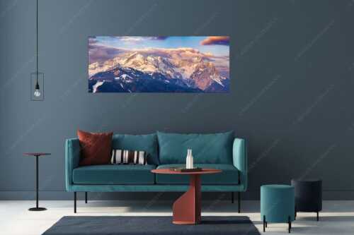 Blick auf Zugspitzmassiv mit Alpspitze, Zugspitze und Waxenstein - Klassikerkette - Größe ca. 175x70cm, Seitenverhältnis 2,5:1 - Alpspitze Zugspitze und Waxenstein - weitere Infos unter https://www.kriner-weiermann.de