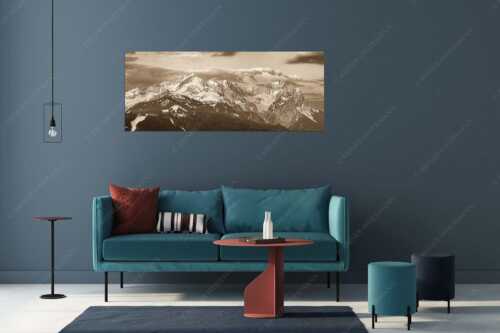 Blick auf Zugspitzmassiv mit Alpspitze, Zugspitze und Waxenstein - Klassikerkette - Größe ca. 175x70cm, Seitenverhältnis 2,5:1 - Alpspitze Zugspitze und Waxenstein - weitere Infos unter https://www.kriner-weiermann.de