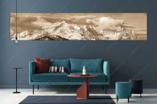 Blick auf Zugspitzmassiv mit Alpspitze, Zugspitze und Waxenstein - Klassikerkette - Größe ca. 350x70cm, Seitenverhältnis 5:1 - Alpspitze Zugspitze und Waxenstein - weitere Infos unter https://www.kriner-weiermann.de