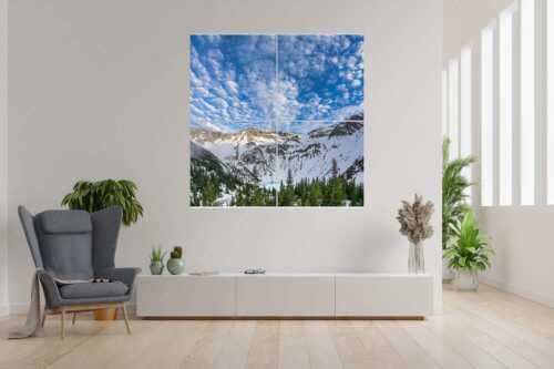 Die Schneeschmelze im Soierngebirge ist in vollem Gange. Der Sommer ist nicht mehr weit. - Klein Kanada - 4er Split, Größe ca. 180x180cm, Seitenverhältnis 1:1 - Frühling am Soiernsee - weitere Infos unter https://www.kriner-weiermann.de