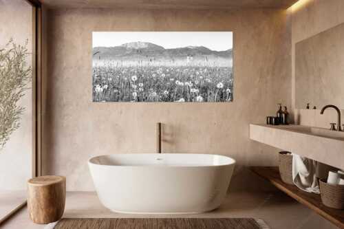 Kloster Benediktbeuern mit Benediktenwand im Hintergrund - Klosters Vorgarten - Größe ca. 180x90cm, Seitenverhältnis 2:1 - Löwenzahn Benediktbeuern Benediktenwand - weitere Infos unter https://www.kriner-weiermann.de