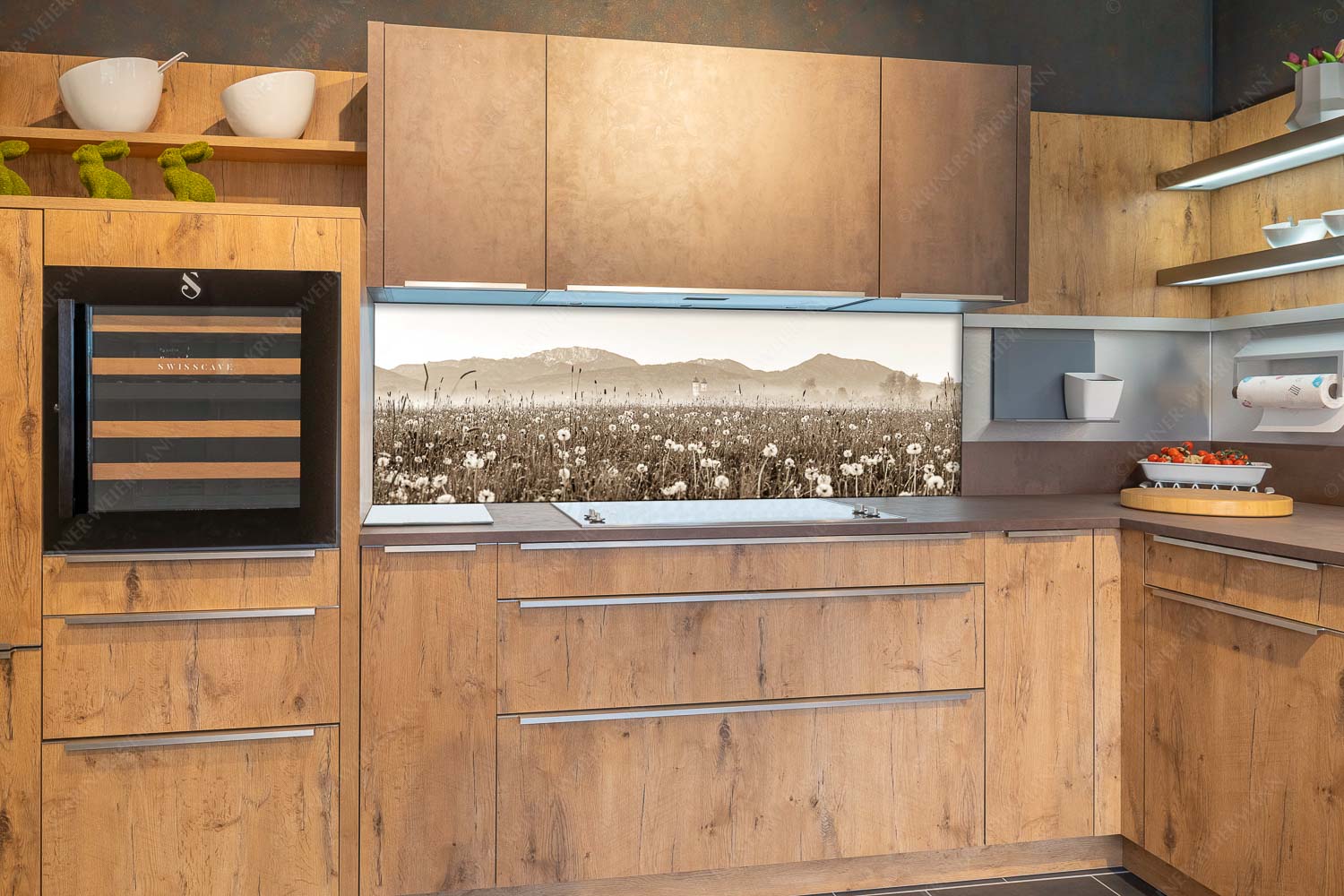 Klosters Vorgarten – Größe ca. 180x60cm, Seitenverhältnis 3:1 — Löwenzahn Benediktbeuern Benediktenwand Kloster Benediktbeuern mit Benediktenwand im Hintergrund - Klosters Vorgarten - Größe ca. 180x60cm, Seitenverhältnis 3:1 - Löwenzahn Benediktbeuern Benediktenwand - weitere Infos unter https://www.kriner-weiermann.de