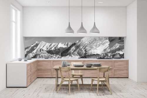 Schachenschloss auf der Wetterstein-Nordseite strahlt in der Wintersonne - Königlich - Größe ca. 400x100cm, Seitenverhältnis 4:1 - Schachenschloss im Winter - weitere Infos unter https://www.kriner-weiermann.de