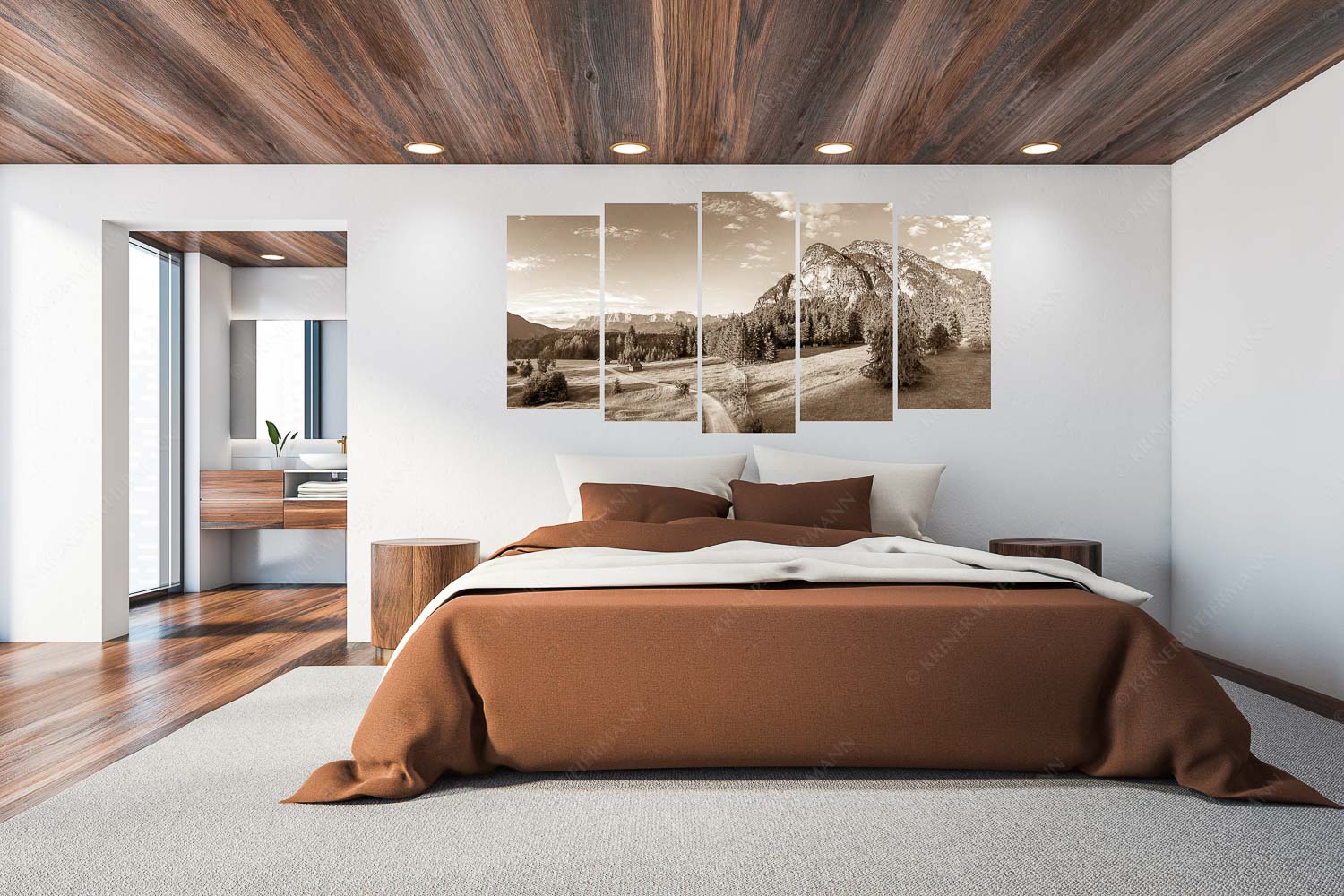 Königsstand – 5er Split, Größe ca. 200x100cm, Seitenverhältnis 2:1 — Heustadel Kramer und Wetterstein Blick über Reschbergwiesen zum Königsstand und Wettersteingebirge - Königsstand - 5er Split, Größe ca. 200x100cm, Seitenverhältnis 2:1 - Heustadel Kramer und Wetterstein - weitere Infos unter https://www.kriner-weiermann.de