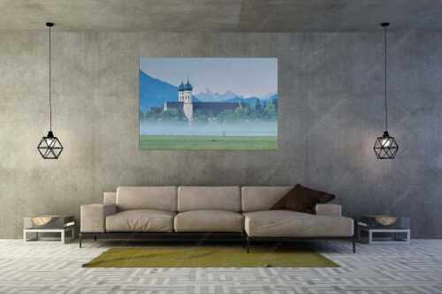 Morgenstimmung am Kloster in Benediktbeuern mit Blick auf die Arnspitzen - Kontemplation - Größe ca. 180x120cm, Seitenverhältnis 3:2 - Kloster Benediktbeuern - weitere Infos unter https://www.kriner-weiermann.de