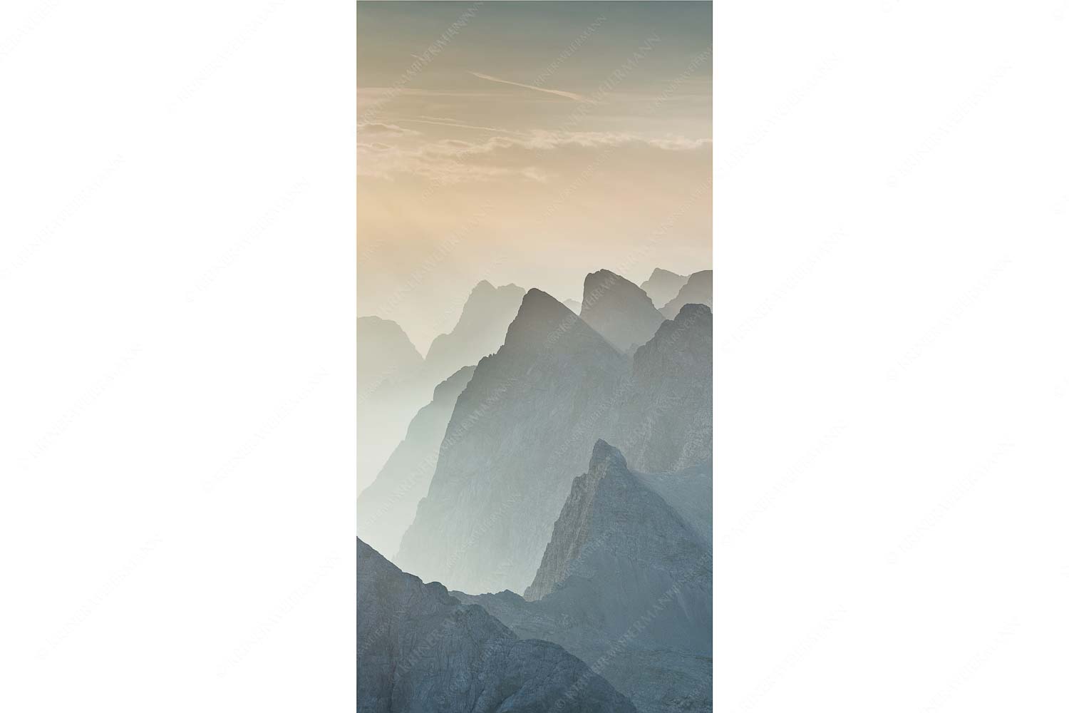Konturen – Seitenverhältnis 1:2 — Silhouetten im Karwendel Blick über Moserkarspitze und Lalidererspitze in den Sonnenaufgang