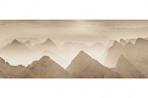 Blick über Moserkarspitze und Lalidererspitze in den Sonnenaufgang - Konturen - Seitenverhältnis 2,5:1 - Silhouetten im Karwendel - weitere Infos unter https://www.kriner-weiermann.de