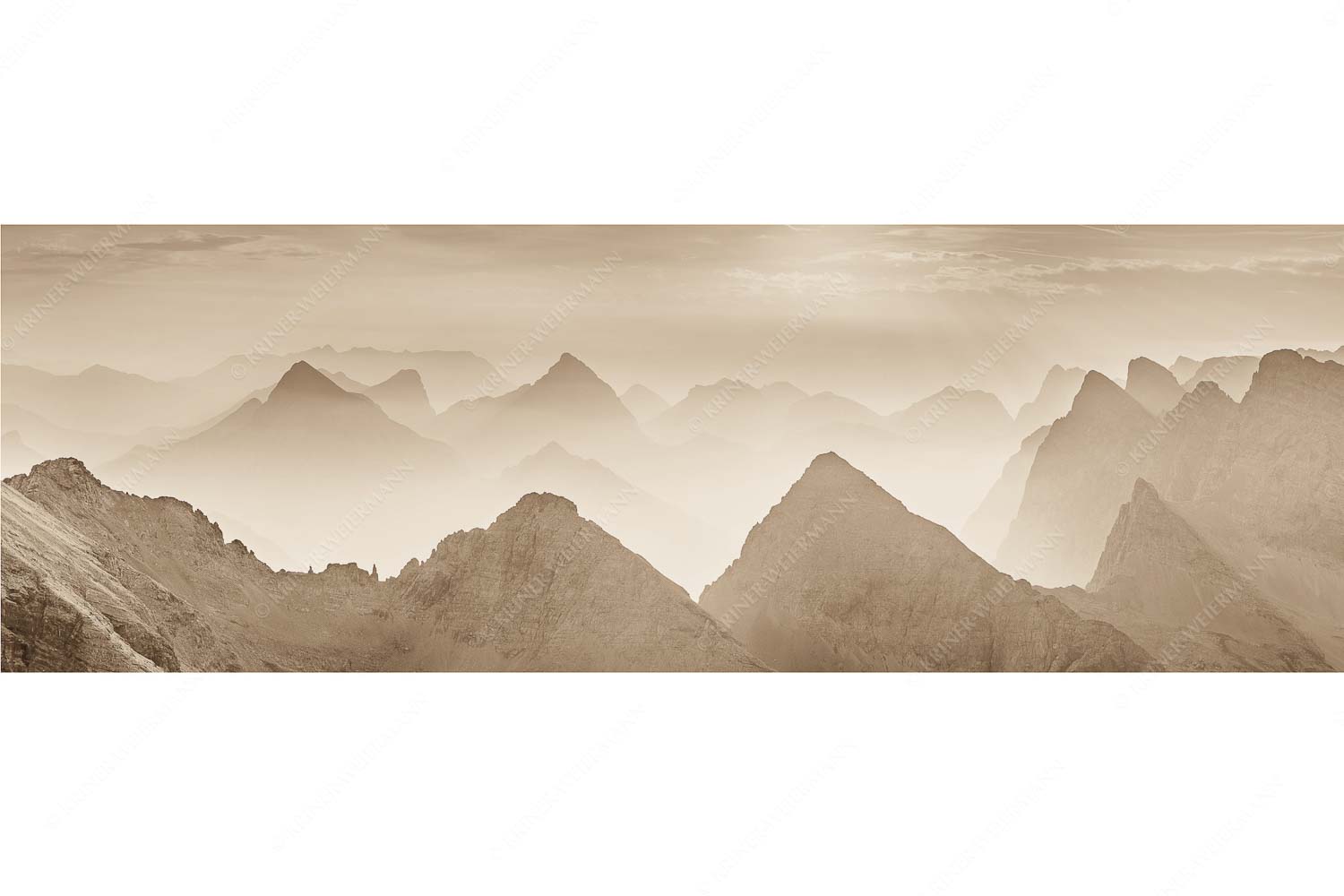 Konturen – Seitenverhältnis 3:1 — Silhouetten im Karwendel Blick über Moserkarspitze und Lalidererspitze in den Sonnenaufgang