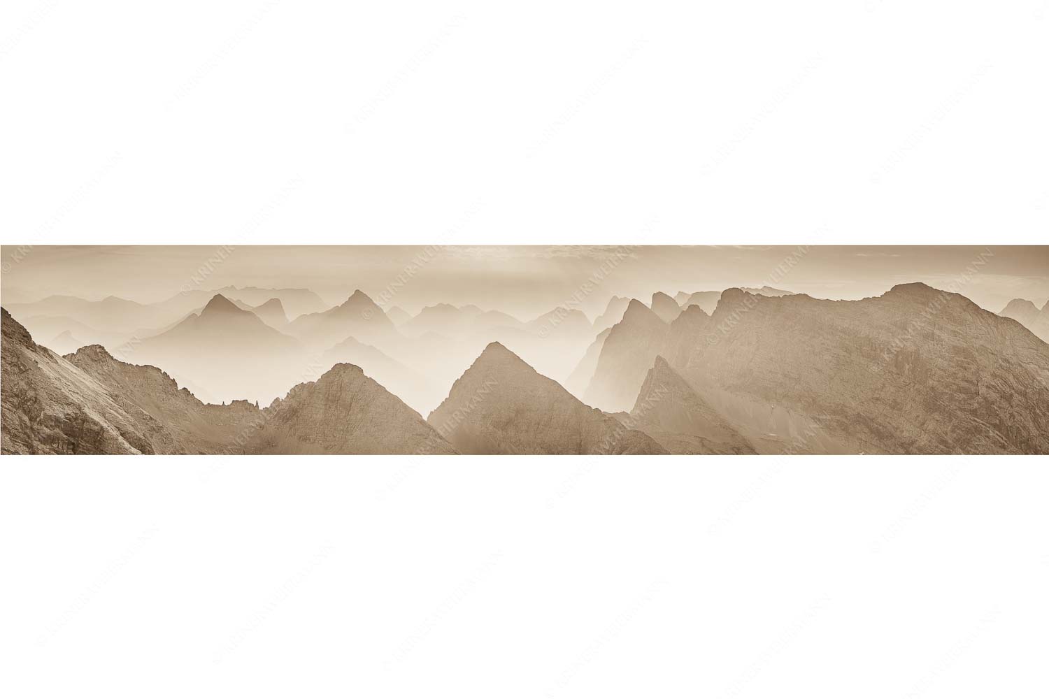 Konturen – Seitenverhältnis 5:1 — Silhouetten im Karwendel Blick über Moserkarspitze und Lalidererspitze in den Sonnenaufgang