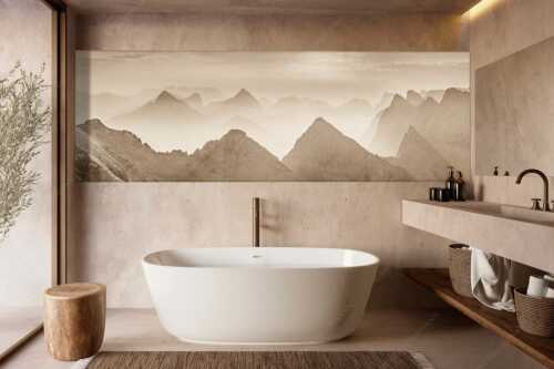 Blick über Moserkarspitze und Lalidererspitze in den Sonnenaufgang - Konturen - Größe ca. 300x100cm, Seitenverhältnis 3:1 - Silhouetten im Karwendel - weitere Infos unter https://www.kriner-weiermann.de