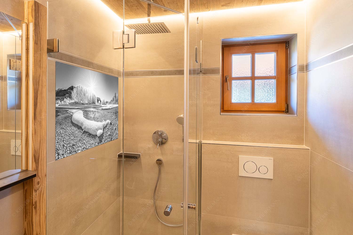 Isar miit Karwendel und Arnspitzen - Kristallteppich - Größe ca. 120x80cm, Seitenverhältnis 3:2 - Schnee an der Isar - weitere Infos unter https://www.kriner-weiermann.de