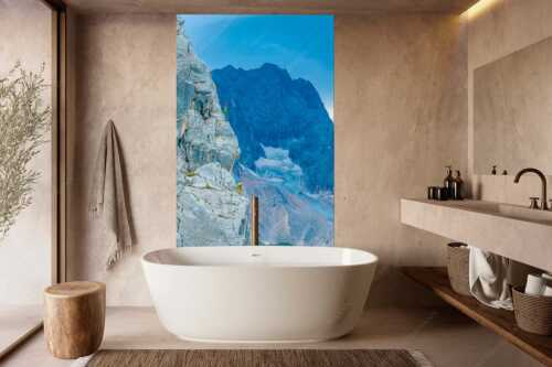 Klettern am Höllentorkopf mit Höllental und Zugspitze im Hintergrund - Letzte Seillänge - Größe ca. 160x240cm, Seitenverhältnis 2:3 - Klettern am Höllentorkopf im Wetterstein - weitere Infos unter https://www.kriner-weiermann.de