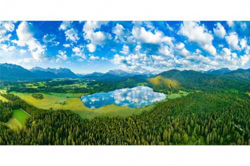 Blick über den Barmsee ins Wettersteingebirge - Lieblingssee II - Seitenverhältnis 2:1 - Luftaufnahme Barmsee mit Wetterstein - weitere Infos unter https://www.kriner-weiermann.de