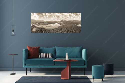 Blick über den Barmsee ins Wettersteingebirge - Lieblingssee II - Größe ca. 175x70cm, Seitenverhältnis 2,5:1 - Luftaufnahme Barmsee mit Wetterstein - weitere Infos unter https://www.kriner-weiermann.de