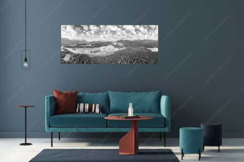 Blick über den Barmsee ins Wettersteingebirge - Lieblingssee II - Größe ca. 175x70cm, Seitenverhältnis 2,5:1 - Luftaufnahme Barmsee mit Wetterstein - weitere Infos unter https://www.kriner-weiermann.de