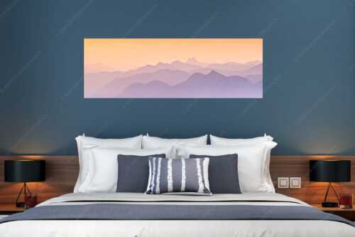 Blick über den Wank in die Morgendämmerung - Linien - Größe ca. 180x60cm, Seitenverhältnis 3:1 - Silhouetten im Soierngebirge - weitere Infos unter https://www.kriner-weiermann.de