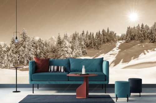 Wiesmahdstadel bei Mittenwald mit Tiefkarspitze im Karwendel im Hintergrund - Massig Schnee - Größe ca. 400x200cm, Seitenverhältnis 2:1 - Stadel mit viel Schnee und Karwendel - weitere Infos unter https://www.kriner-weiermann.de