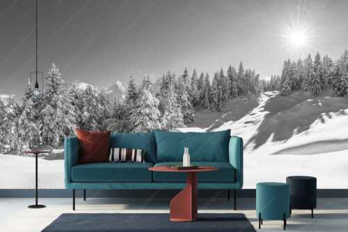 Wiesmahdstadel bei Mittenwald mit Tiefkarspitze im Karwendel im Hintergrund - Massig Schnee - Größe ca. 400x200cm, Seitenverhältnis 2:1 - Stadel mit viel Schnee und Karwendel - weitere Infos unter https://www.kriner-weiermann.de