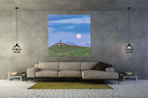 Blick vom Wank im Estergebirge zum Vollmondaufgang über Karwendelgebirge - Mondfieber - Größe ca. 160x160cm, Seitenverhältnis 1:1 - Vollmond über Karwendel - weitere Infos unter https://www.kriner-weiermann.de