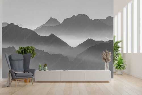 Klar und deutlich trennen sich die Bergketten von Soiern- und Karwendelgebirge - Morgenschnitt - Größe ca. 300x200cm, Seitenverhältnis 3:2 - Silhouetten im Karwendel - weitere Infos unter https://www.kriner-weiermann.de