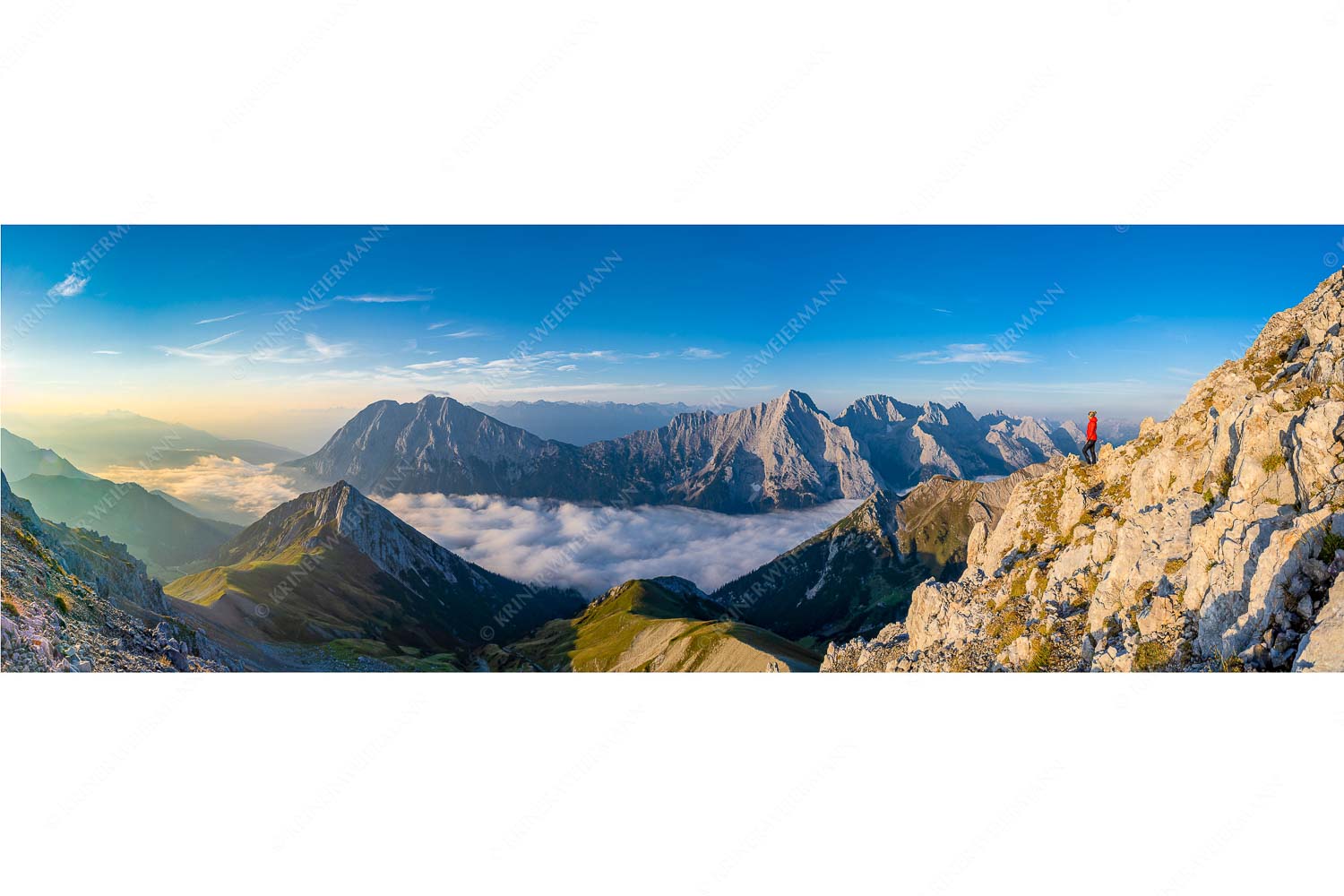 Morgenstund – Seitenverhältnis 3:1 — Bergwanderung Wetterstein und Mieminger Blick übers Gaistal zu den Mieminger Bergen