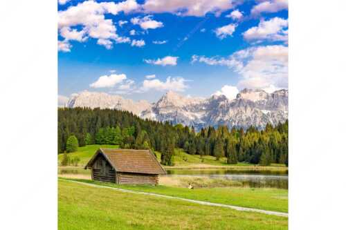 Blick über den Geroldsee zum Wörner, Tiefkar- und Westlicher Karwendelspitze - Nachlesen - Seitenverhältnis 1:1 - Geroldsee mit Wörner und Tiefkarspitze - weitere Infos unter https://www.kriner-weiermann.de