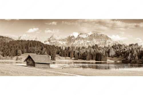Blick über den Geroldsee zum Wörner, Tiefkar- und Westlicher Karwendelspitze - Nachlesen - Seitenverhältnis 2,5:1 - Geroldsee mit Wörner und Tiefkarspitze - weitere Infos unter https://www.kriner-weiermann.de