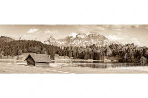 Blick über den Geroldsee zum Wörner, Tiefkar- und Westlicher Karwendelspitze - Nachlesen - Seitenverhältnis 3:1 - Geroldsee mit Wörner und Tiefkarspitze - weitere Infos unter https://www.kriner-weiermann.de