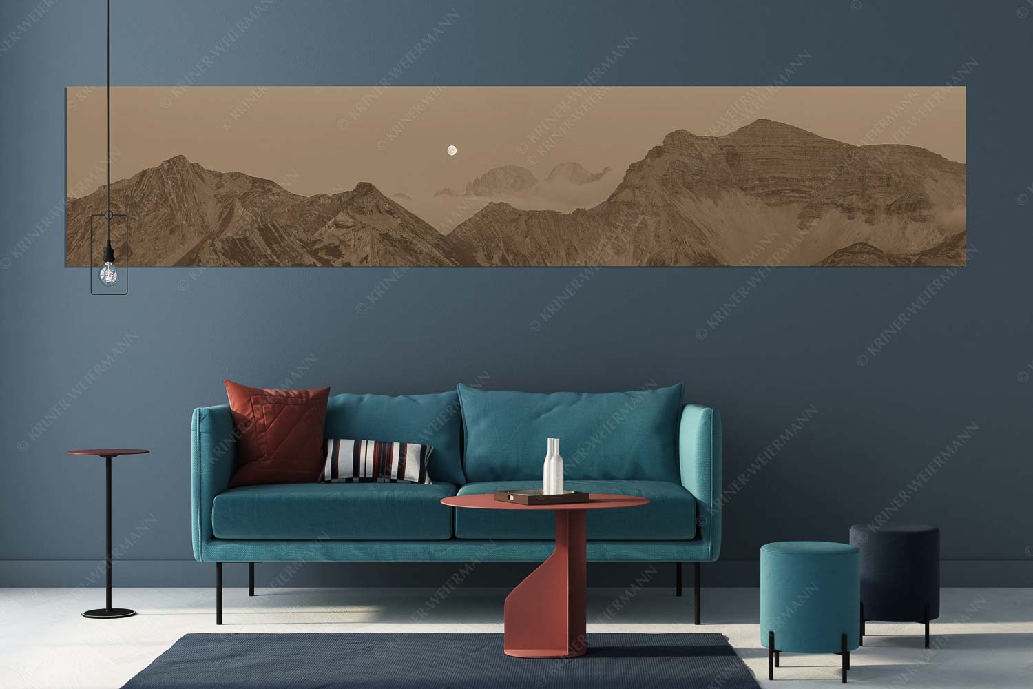 Mondaufgang zwischen Krapfenkar und Soiernspitze im Karwendel - Nachts überm Soiern - Größe ca. 350x70cm, Seitenverhältnis 5 - Vollmond im Soierngebirge - weitere Infos unter https://www.kriner-weiermann.de