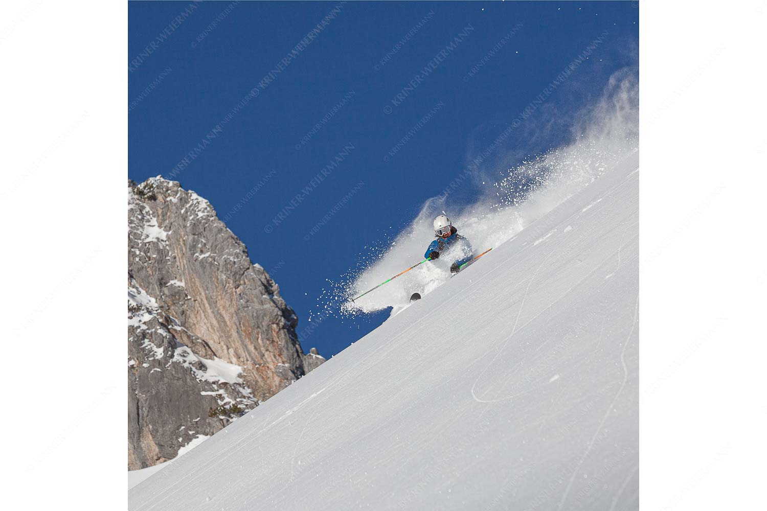 Natural high – Seitenverhältnis 1:1 — Powder im Alpsitzgebiet Viel Freude nach ergiebigen Neuschneefällen, eine Abfahrt mit Telemark Ski