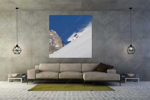 Viel Freude nach ergiebigen Neuschneefällen, eine Abfahrt mit Telemark Ski - Natural high - Größe ca. 160x160cm, Seitenverhältnis 1:1 - Powder im Alpsitzgebiet - weitere Infos unter https://www.kriner-weiermann.de