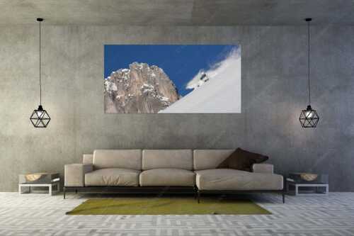 Viel Freude nach ergiebigen Neuschneefällen, eine Abfahrt mit Telemark Ski - Natural high - Größe ca. 200x100cm, Seitenverhältnis 2:1 - Powder im Alpsitzgebiet - weitere Infos unter https://www.kriner-weiermann.de