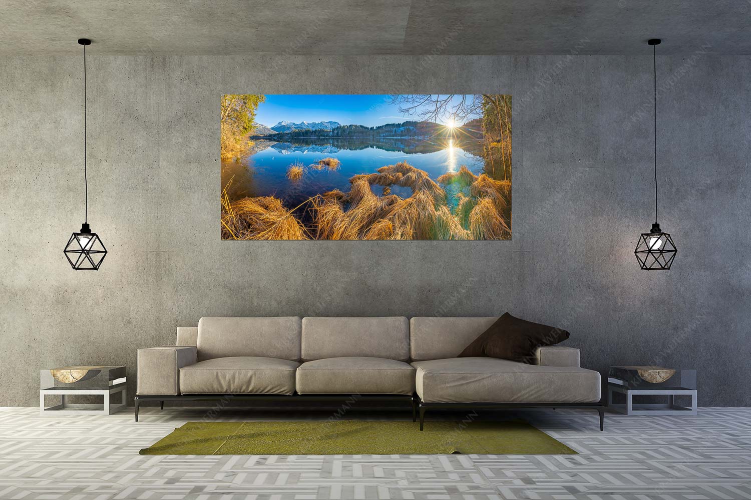 Niederglegt – Größe ca. 200x100cm, Seitenverhältnis 2:1 — Barmsee mit Karwendel Schneefrei am Barmsee mit Karwendelgebirge - Niederglegt - Größe ca. 200x100cm, Seitenverhältnis 2:1 - Barmsee mit Karwendel - weitere Infos unter https://www.kriner-weiermann.de