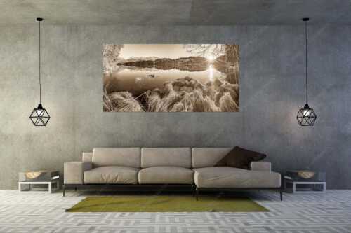 Schneefrei am Barmsee mit Karwendelgebirge - Niederglegt - Größe ca. 200x100cm, Seitenverhältnis 2:1 - Barmsee mit Karwendel - weitere Infos unter https://www.kriner-weiermann.de