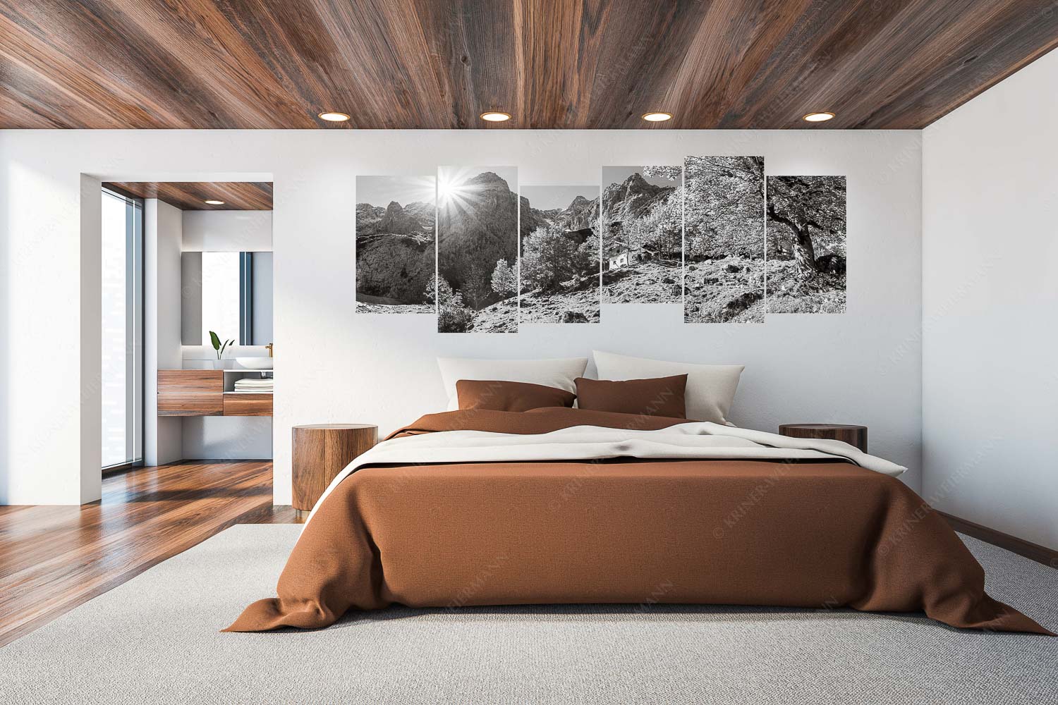 Oberreintal – 6er Split, Größe ca. 280x112cm, Seitenverhältnis 2,5:1 — Herbst an der Oberreintalhütte Herbstfärbung an der Oberreintalhütte mit Sonnenuntergang am Oberreintalturm im Wetterstein - Oberreintal - 6er Split, Größe ca. 280x112cm, Seitenverhältnis 2,5:1 - Herbst an der Oberreintalhütte - weitere Infos unter https://www.kriner-weiermann.de