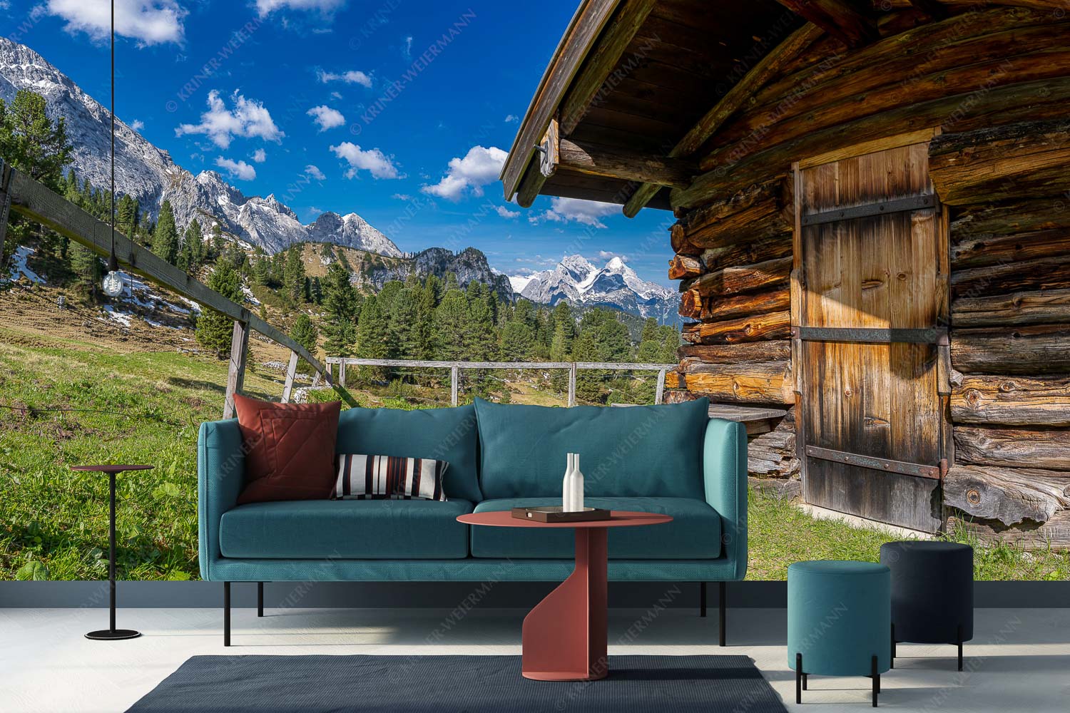 Oimhütterl – Größe ca. 400x200cm, Seitenverhältnis 2:1 — Almhütte im Wettersteingebirge Kleine Almhütte auf der Wetterstein-Nordseite mit Blick auf das Alpsitzmassiv - Oimhütterl - Größe ca. 400x200cm, Seitenverhältnis 2:1 - Almhütte im Wettersteingebirge - weitere Infos unter https://www.kriner-weiermann.de