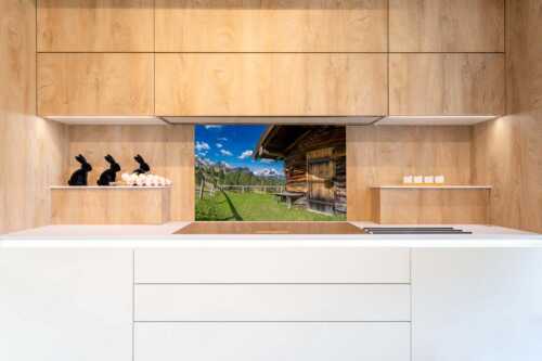 Kleine Almhütte auf der Wetterstein-Nordseite mit Blick auf das Alpsitzmassiv - Oimhütterl - Größe ca. 90x60cm, Seitenverhältnis 3:2 - Almhütte im Wettersteingebirge - weitere Infos unter https://www.kriner-weiermann.de