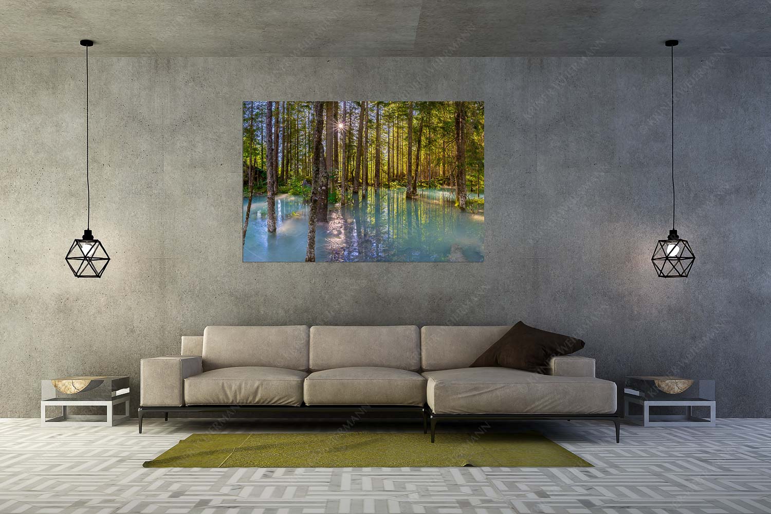 Partnachmangroven – Größe ca. 180x120cm, Seitenverhältnis 3:2 — Wald Überschwemmung Überschwemmte Waldflächen an der Partnach im Reintal im Wettersteingebirge - Partnachmangroven - Größe ca. 180x120cm, Seitenverhältnis 3:2 - Wald Überschwemmung - weitere Infos unter https://www.kriner-weiermann.de