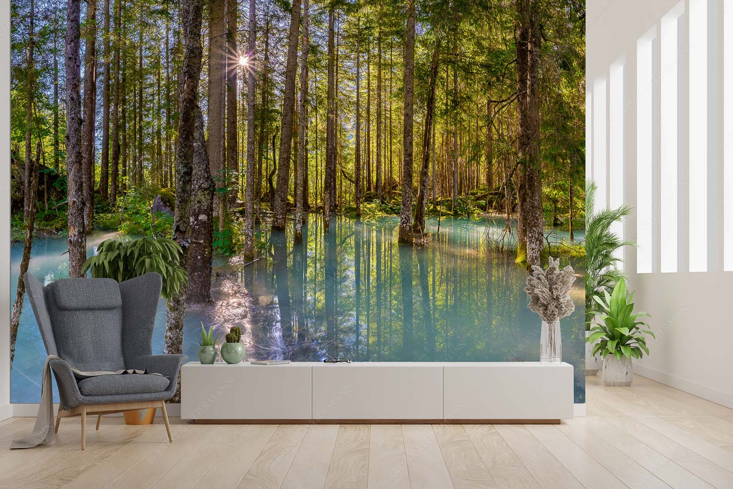 Partnachmangroven – Größe ca. 300x200cm, Seitenverhältnis 3:2 — Wald Überschwemmung Überschwemmte Waldflächen an der Partnach im Reintal im Wettersteingebirge - Partnachmangroven - Größe ca. 300x200cm, Seitenverhältnis 3:2 - Wald Überschwemmung - weitere Infos unter https://www.kriner-weiermann.de