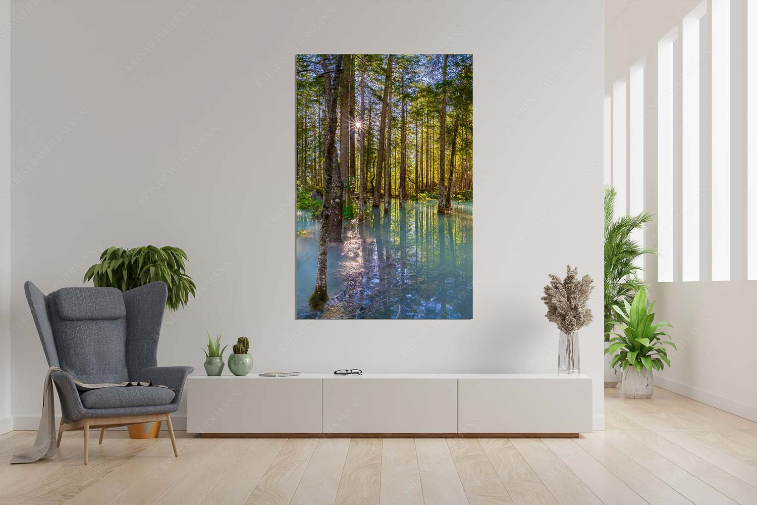 Partnachmangroven – Größe ca. 120x180cm, Seitenverhältnis 2:3 — Wald Überschwemmung Überschwemmte Waldflächen an der Partnach im Reintal im Wettersteingebirge - Partnachmangroven - Größe ca. 120x180cm, Seitenverhältnis 2:3 - Wald Überschwemmung - weitere Infos unter https://www.kriner-weiermann.de