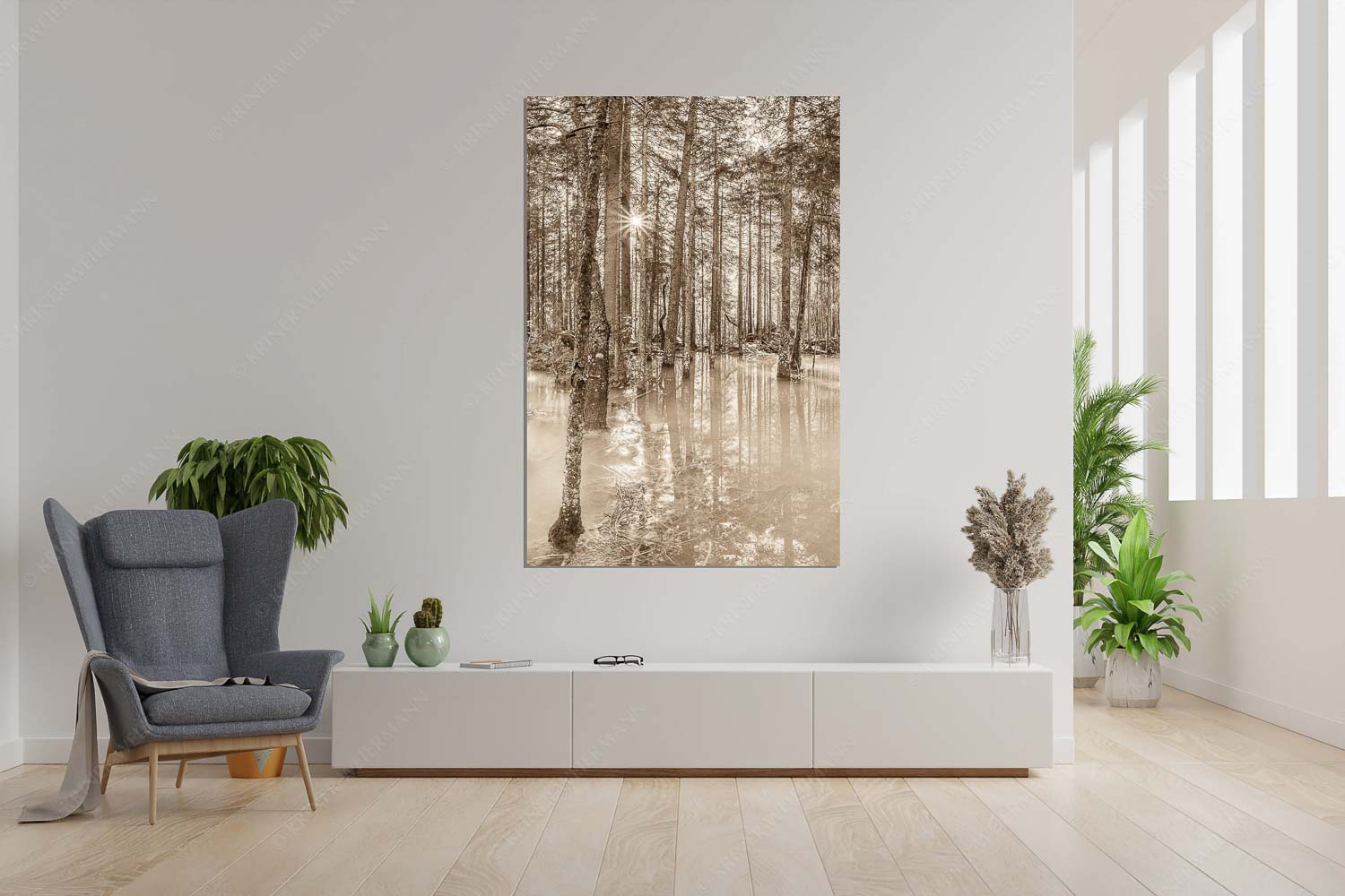 Partnachmangroven – Größe ca. 120x180cm, Seitenverhältnis 2:3 — Wald Überschwemmung Überschwemmte Waldflächen an der Partnach im Reintal im Wettersteingebirge - Partnachmangroven - Größe ca. 120x180cm, Seitenverhältnis 2:3 - Wald Überschwemmung - weitere Infos unter https://www.kriner-weiermann.de